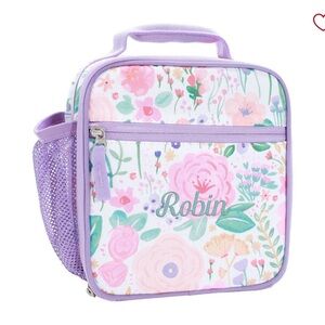 Pottery Barn Kids Lavender Floral Blooms Mesh Pocket Mackenzie Lunch Tote